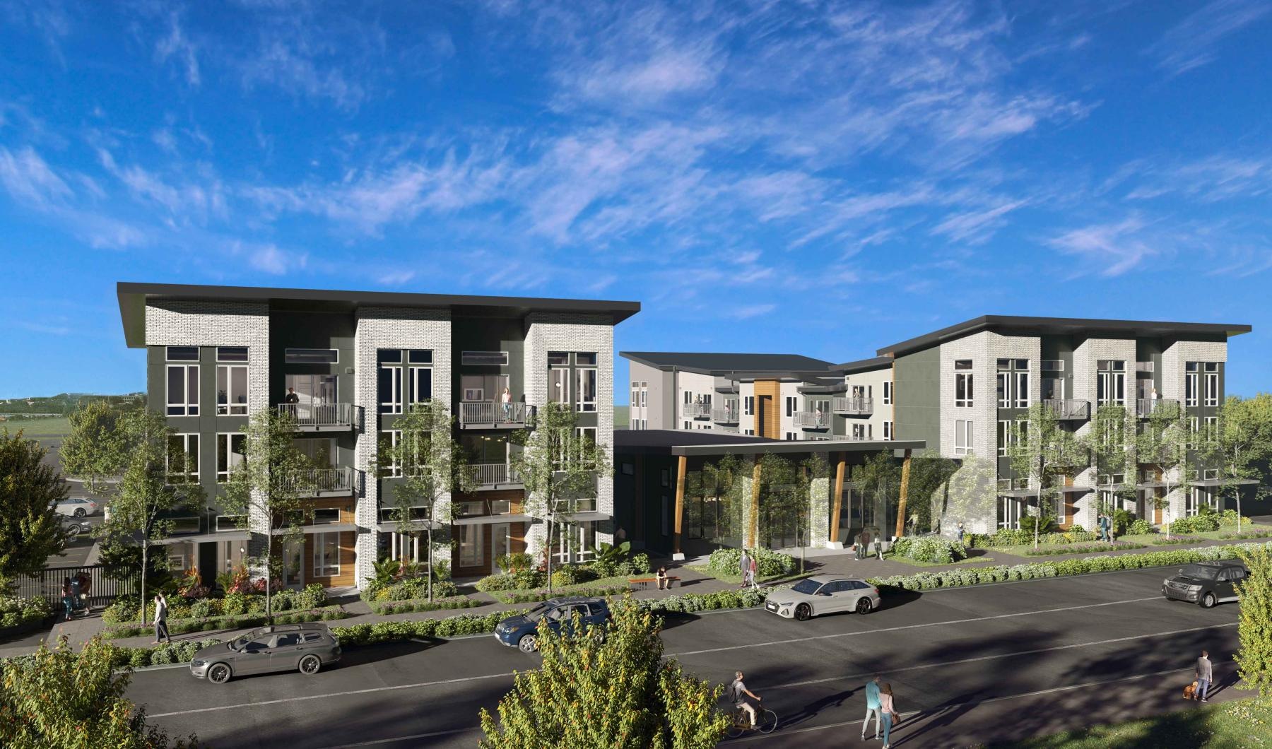 a large building with cars parked in front of it