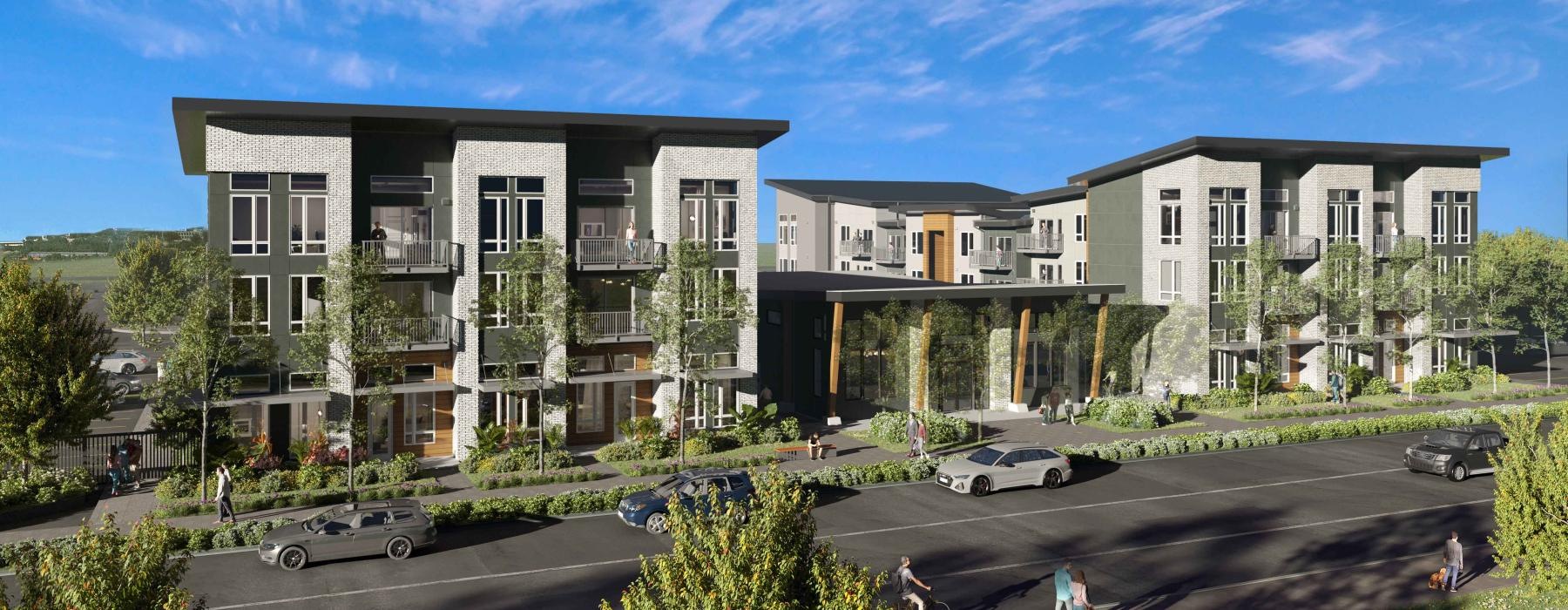 a large building with cars parked in front of it